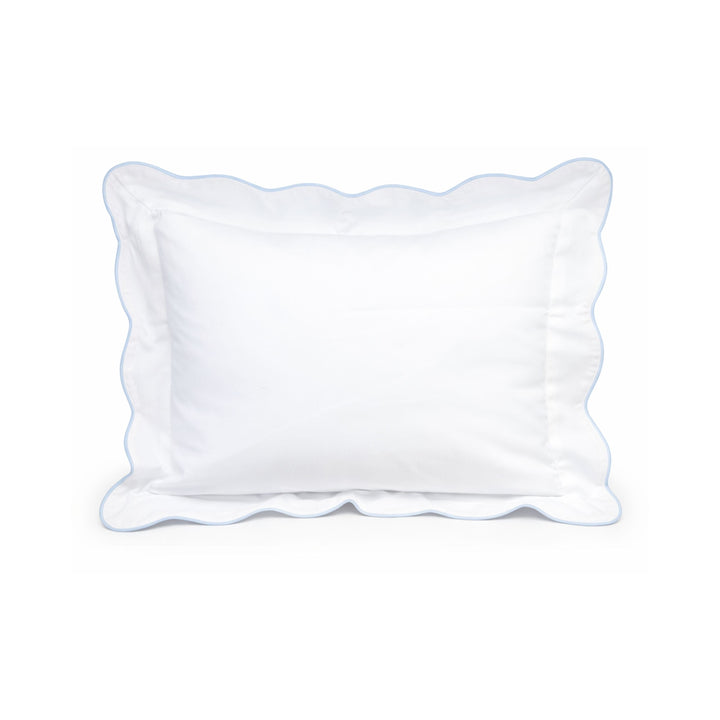 Piped Scalloped Trim Baby Pillow Sham Pillowcase Duc Star Blue Trim 