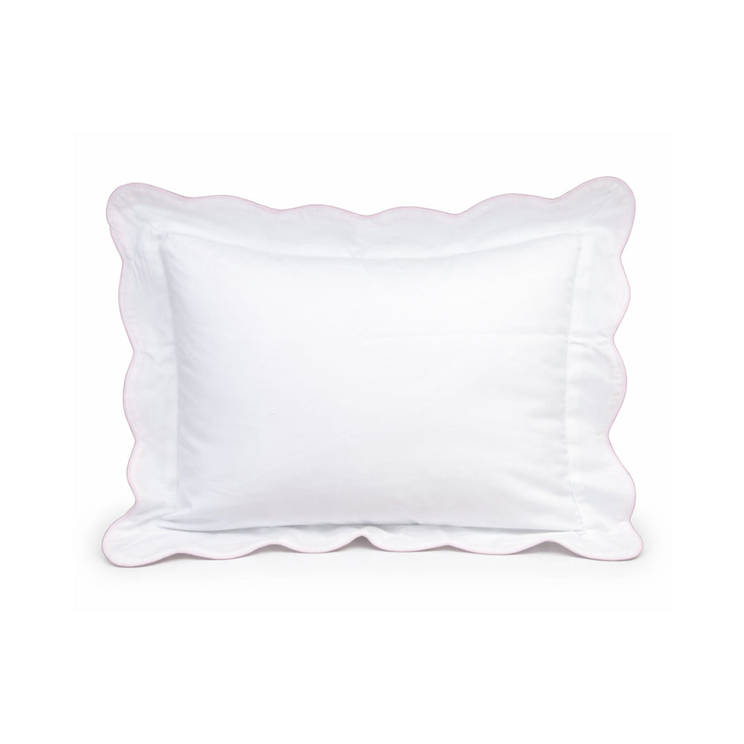 Piped Scalloped Trim Baby Pillow Sham Pillowcase Duc Star Pink Trim 