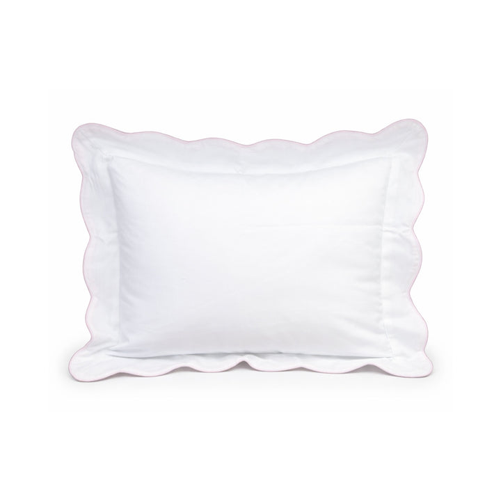 Piped Scalloped Trim Baby Pillow Sham Pillowcase Duc Star Pink Trim 