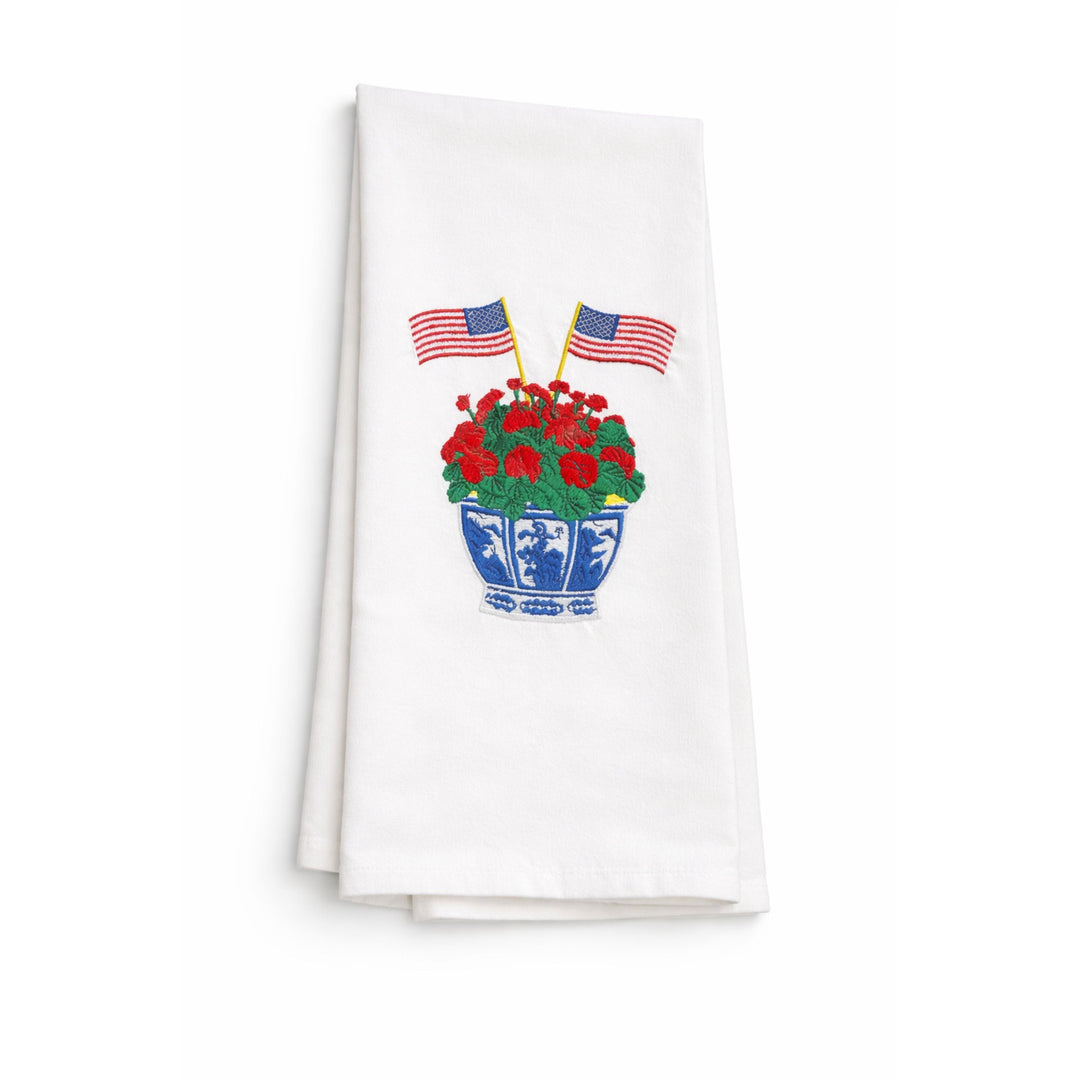 Planter with American Flags Tea Towel Kitchen Towel Vibrantly Blue 