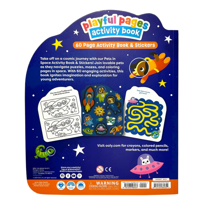 Playful Pages Activity Book - Pets in Space Coloring Supplies Ooly 