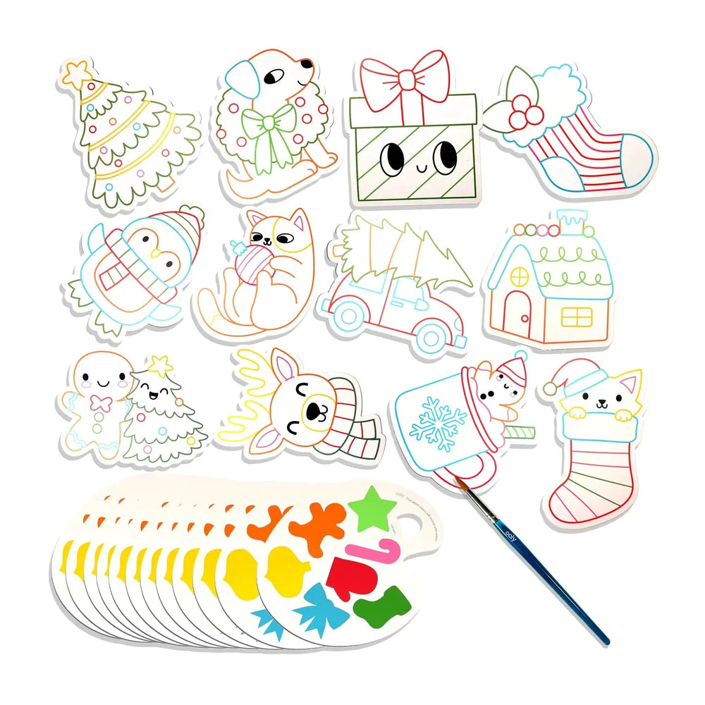 Playful Painters Easy Watercolor Painting Kit - Merry & Bright Coloring Supplies Ooly 