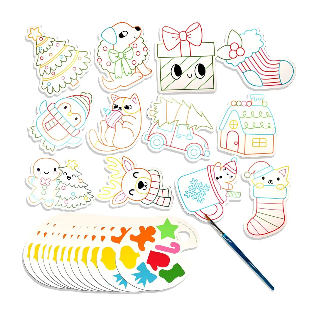 Playful Painters Easy Watercolor Painting Kit - Merry & Bright Coloring Supplies Ooly 