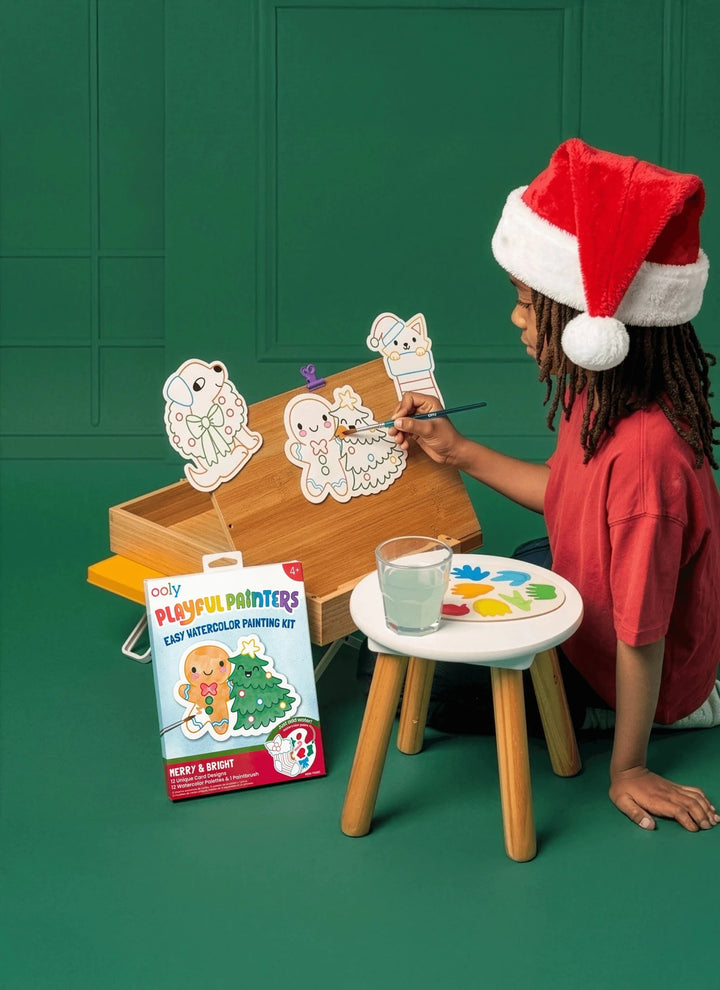 Playful Painters Easy Watercolor Painting Kit - Merry & Bright Coloring Supplies Ooly 