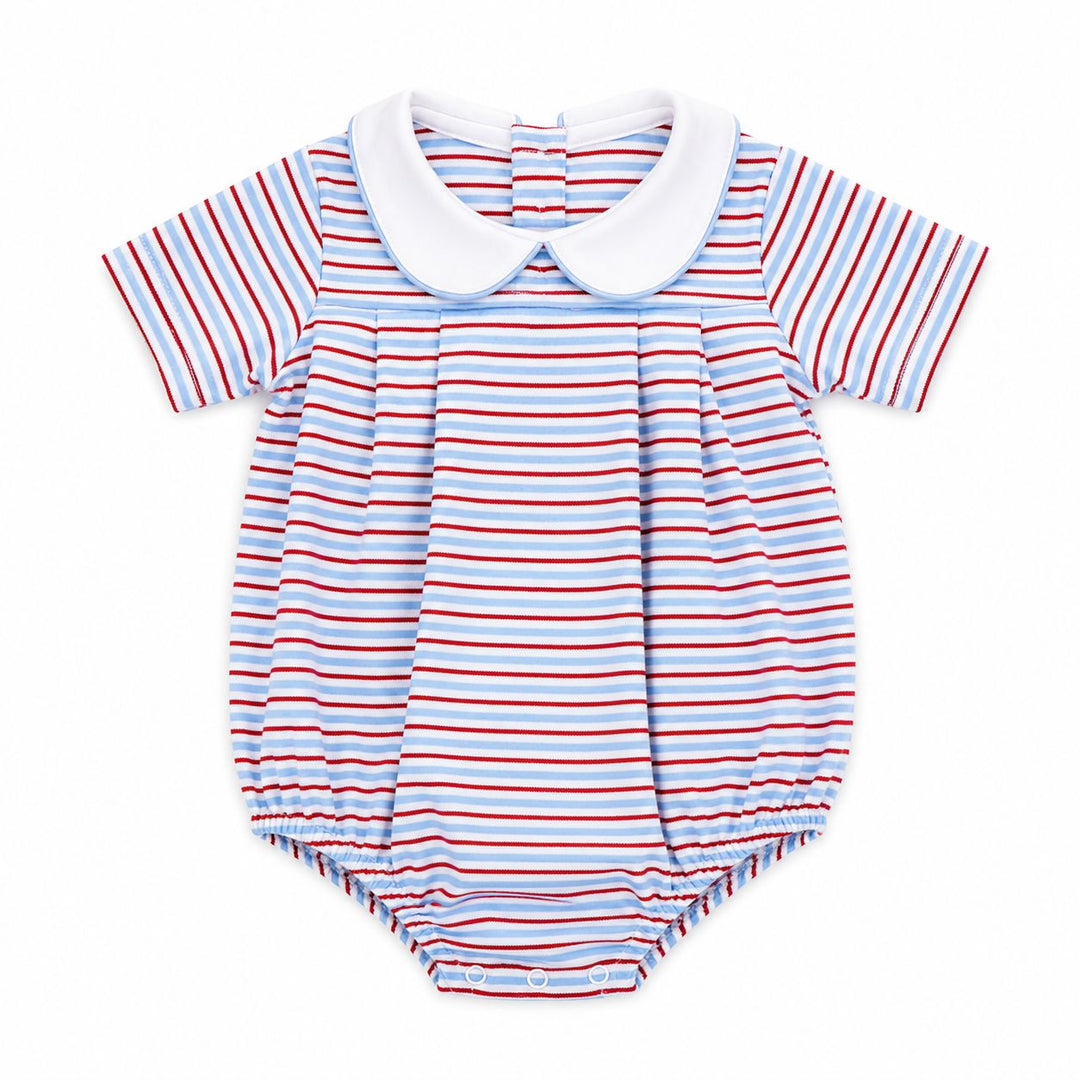 Pleated Peter Pan Bubble - Primary Stripe Boy Bubble Little English 