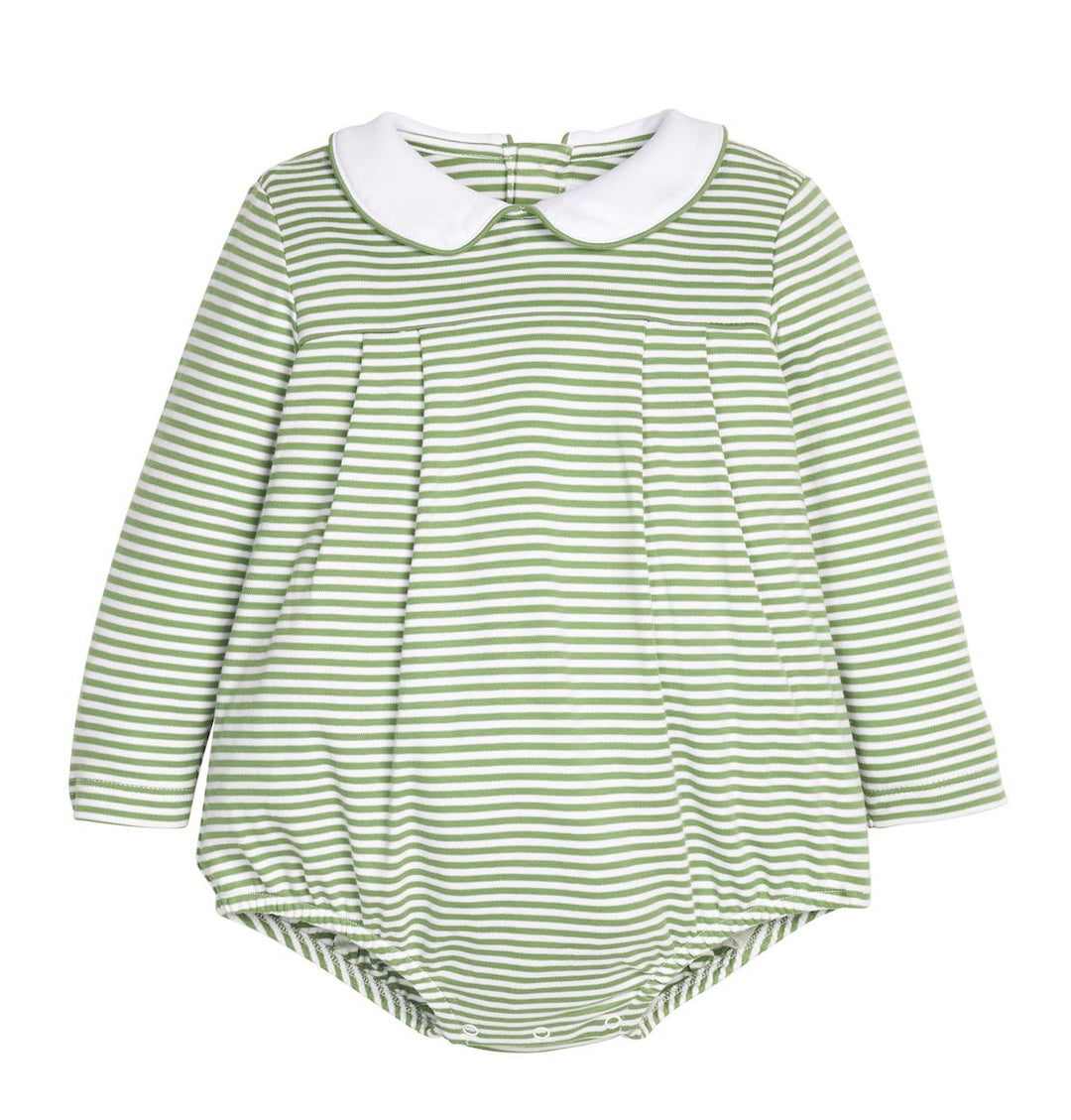 Pleated Peter Pan Bubble - Watercress Stripe Boy Bubble Little English 