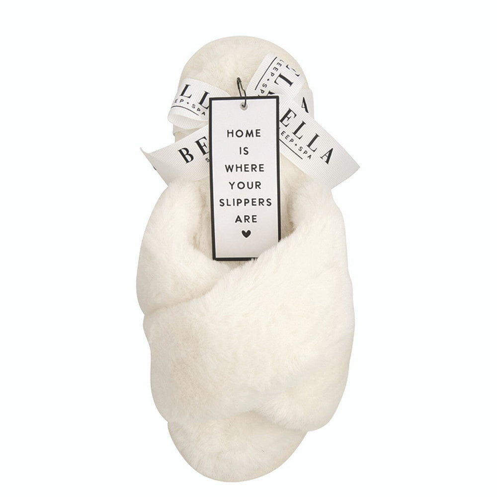 Plush Slippers - Ivory Criss-Cross Slippers Bella il Fiore 