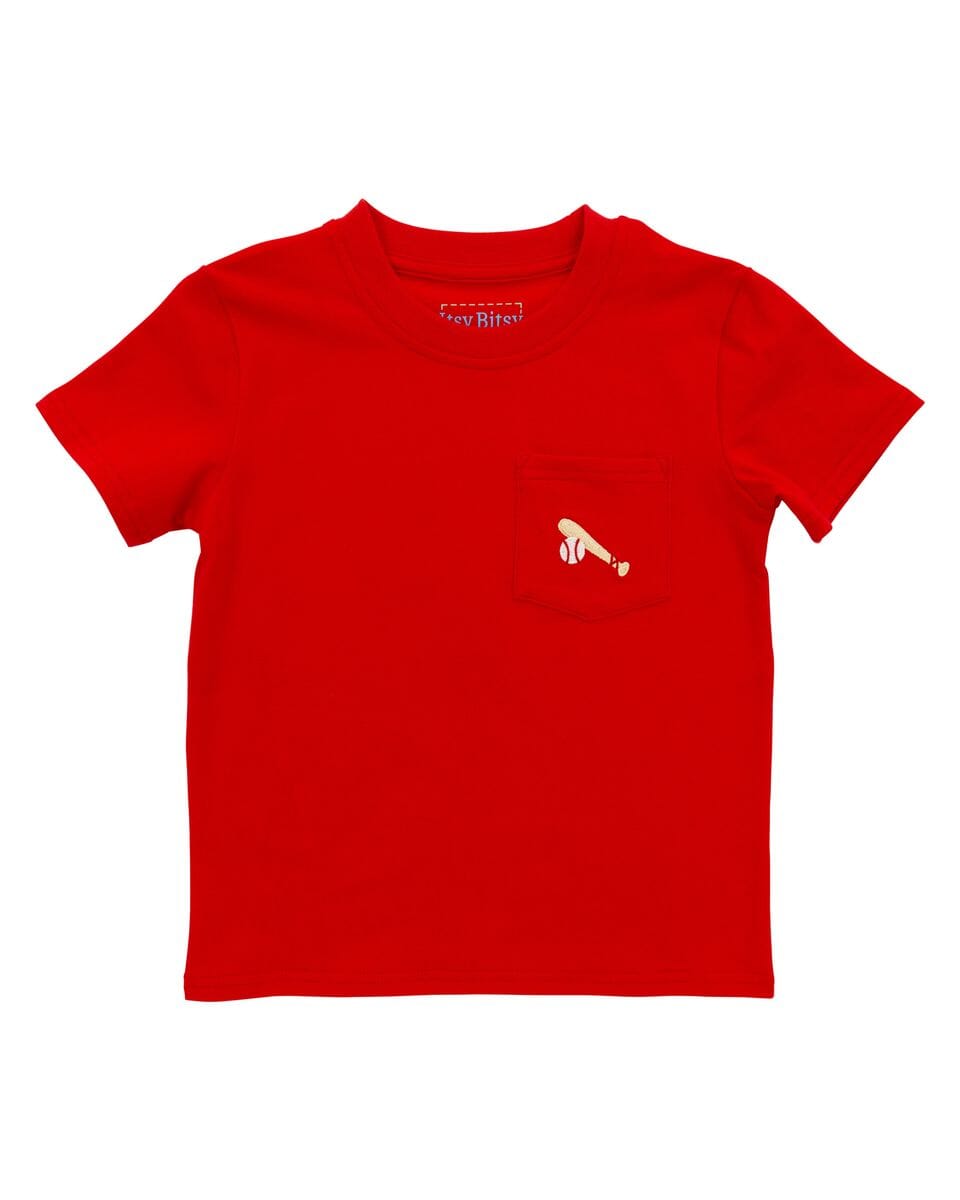 Pocket Short Sleeve Tee Shirt - Baseball Boy Shirt Itsy Bitsy 