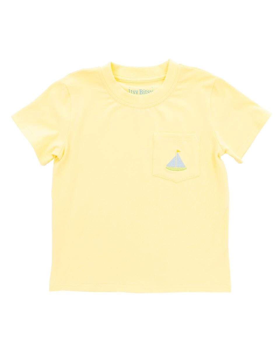Pocket Short Sleeve Tee Shirt - Saliboat Boy Shirt Itsy Bitsy 