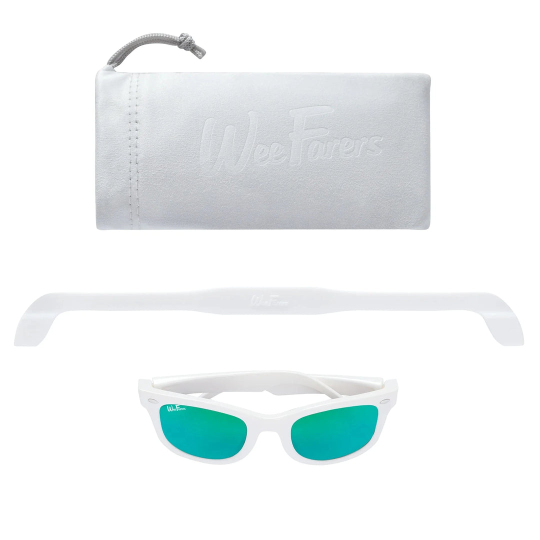 Polarized WeeFarers® - White and Sea Green Girl Sunglasses Weefarers 