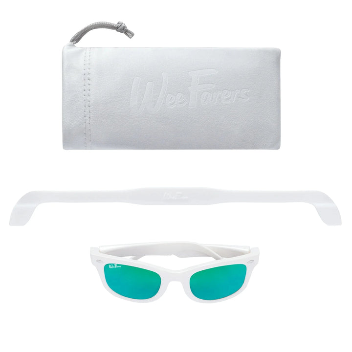 Polarized WeeFarers® - White and Sea Green Girl Sunglasses Weefarers 