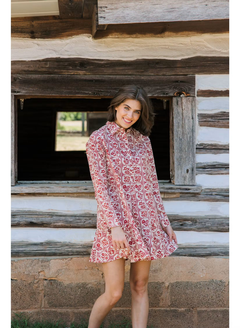 Polly Dress - Brick Bloom Womens Dress Livro 