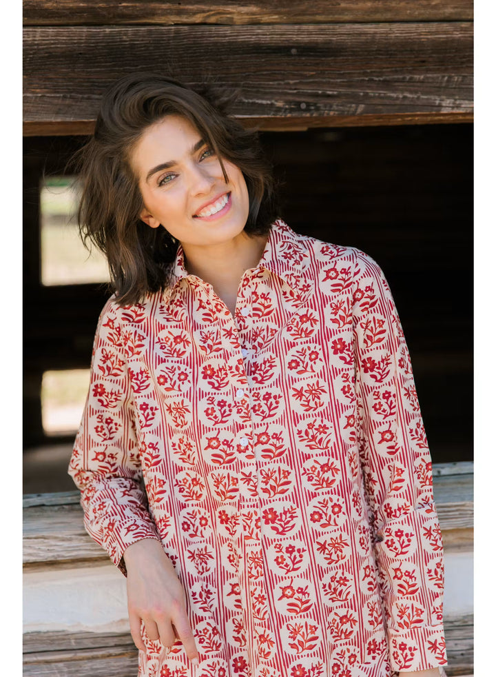 Polly Dress - Brick Bloom Womens Dress Livro 