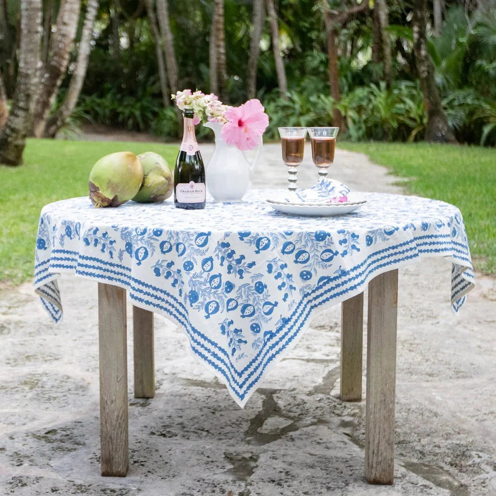 Pom Bells Wedgewood Tablecloth - 90 Round Tablecloth Pomegranate 