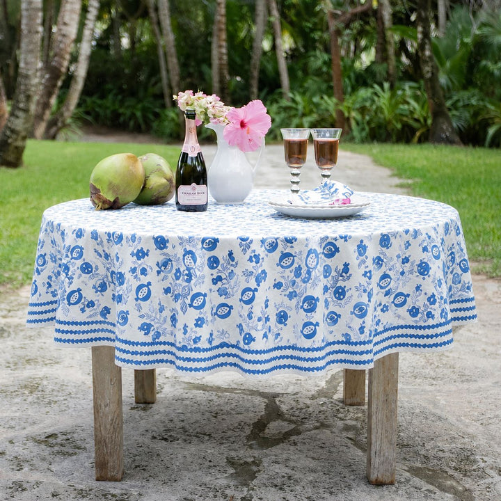 Pom Bells Wedgewood Tablecloth - 90 Round Tablecloth Pomegranate 