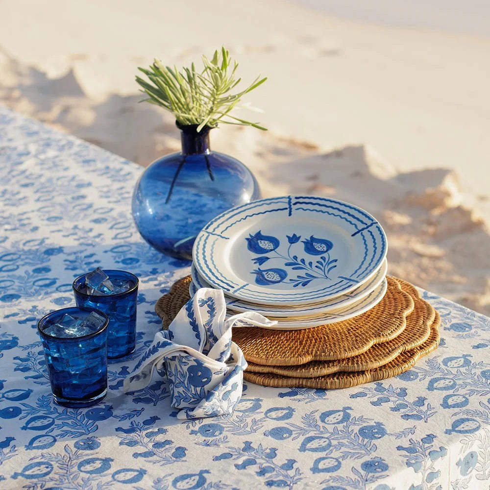 Pom Bells Wedgewood Tablecloth - 90 Round Tablecloth Pomegranate 