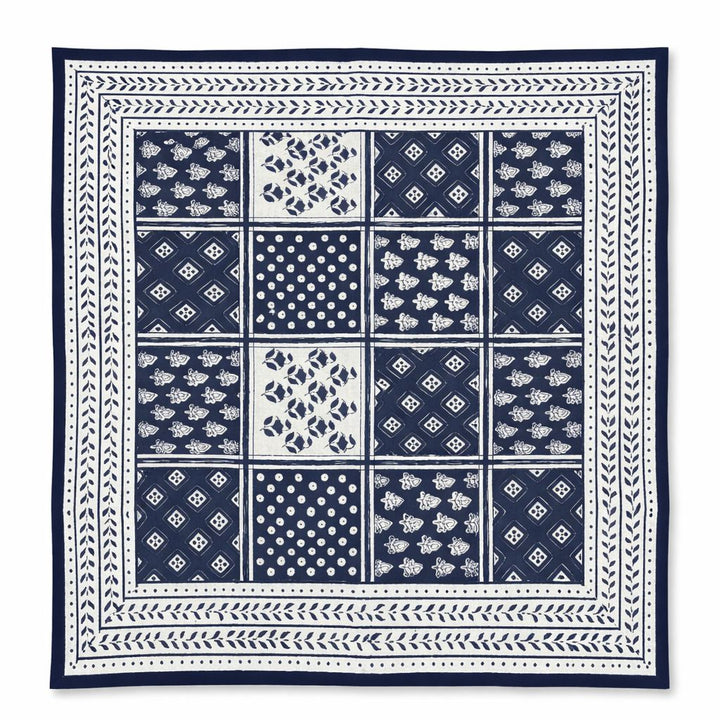 Pom Buti Patchwork Blue Napkins - Set of 4 Dinner Napkins Pomegranate 
