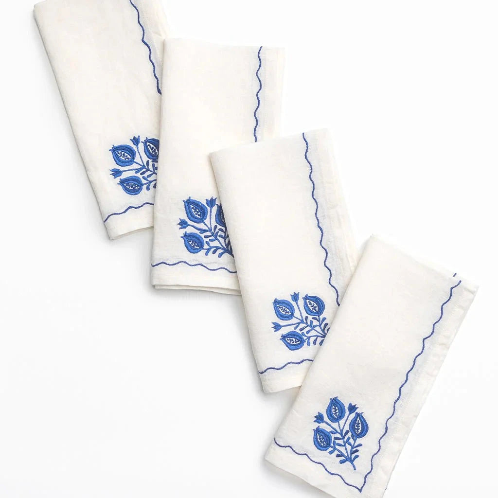 Pomegranate Trio Cobalt Napkins - Set of 4 Dinner Napkins Pomegranate 