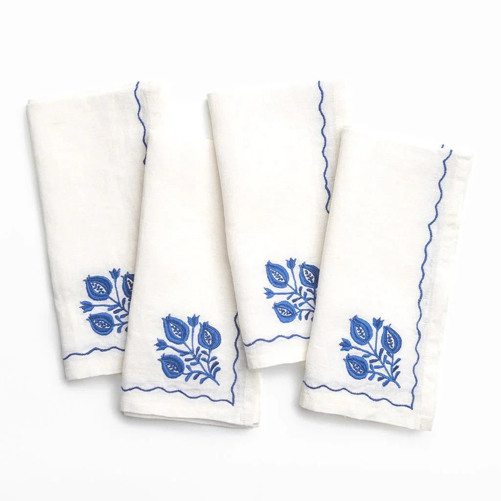Pomegranate Trio Cobalt Napkins - Set of 4 Dinner Napkins Pomegranate 
