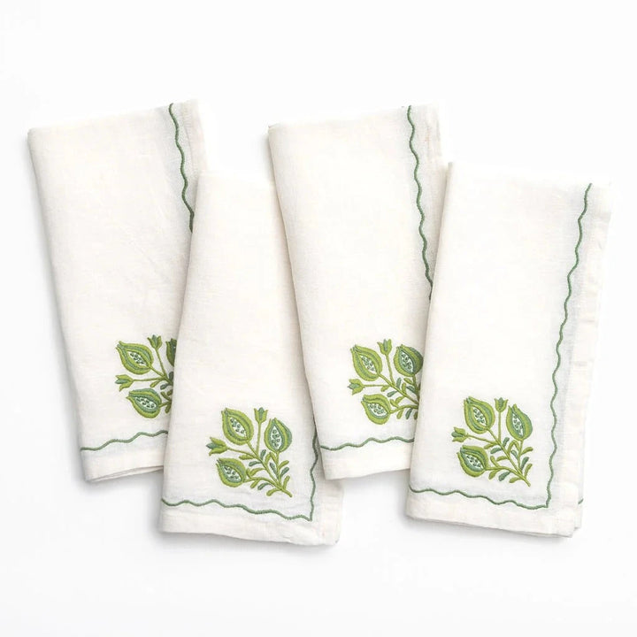 Pomegranate Trio Green Napkins - Set of 4 Dinner Napkins Pomegranate 