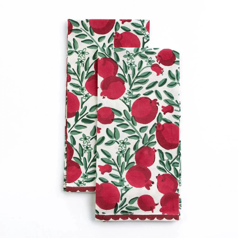 Pomegranate Vine Hand Towels- Set of 2 Tea Towels Pomegranate 