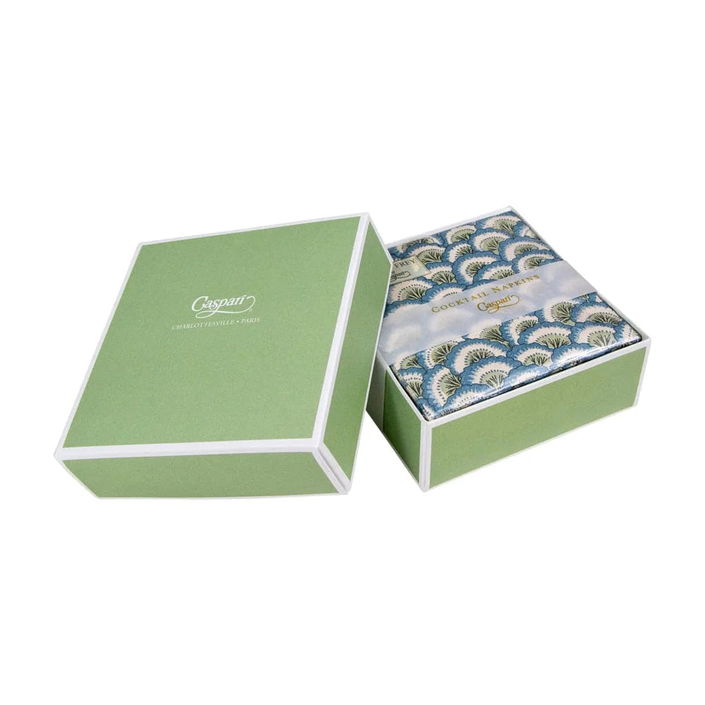 Pontchartrain Scallop Blue Cocktail Napkin Box Cocktail Napkins Caspari 