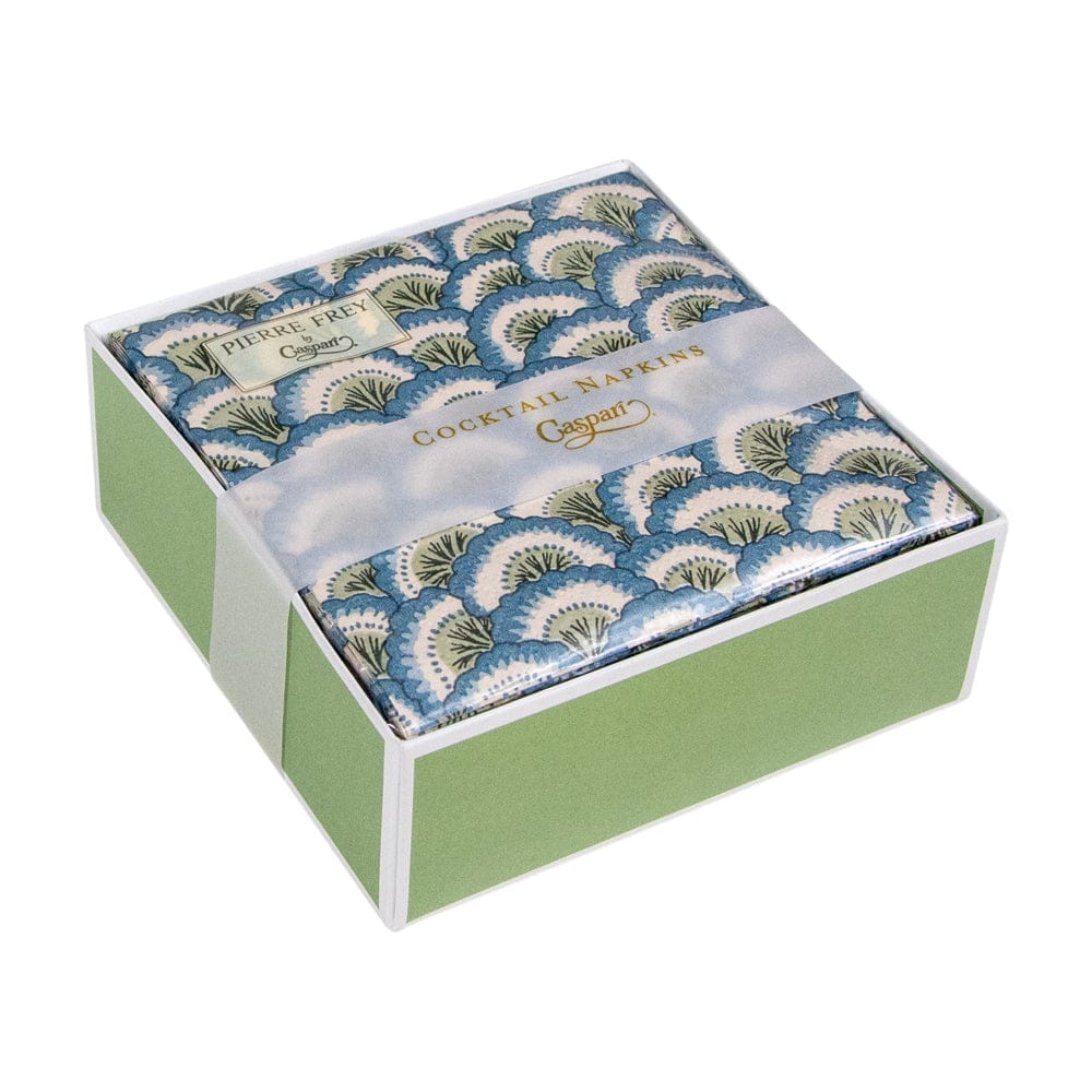 Pontchartrain Scallop Blue Cocktail Napkin Box Cocktail Napkins Caspari 