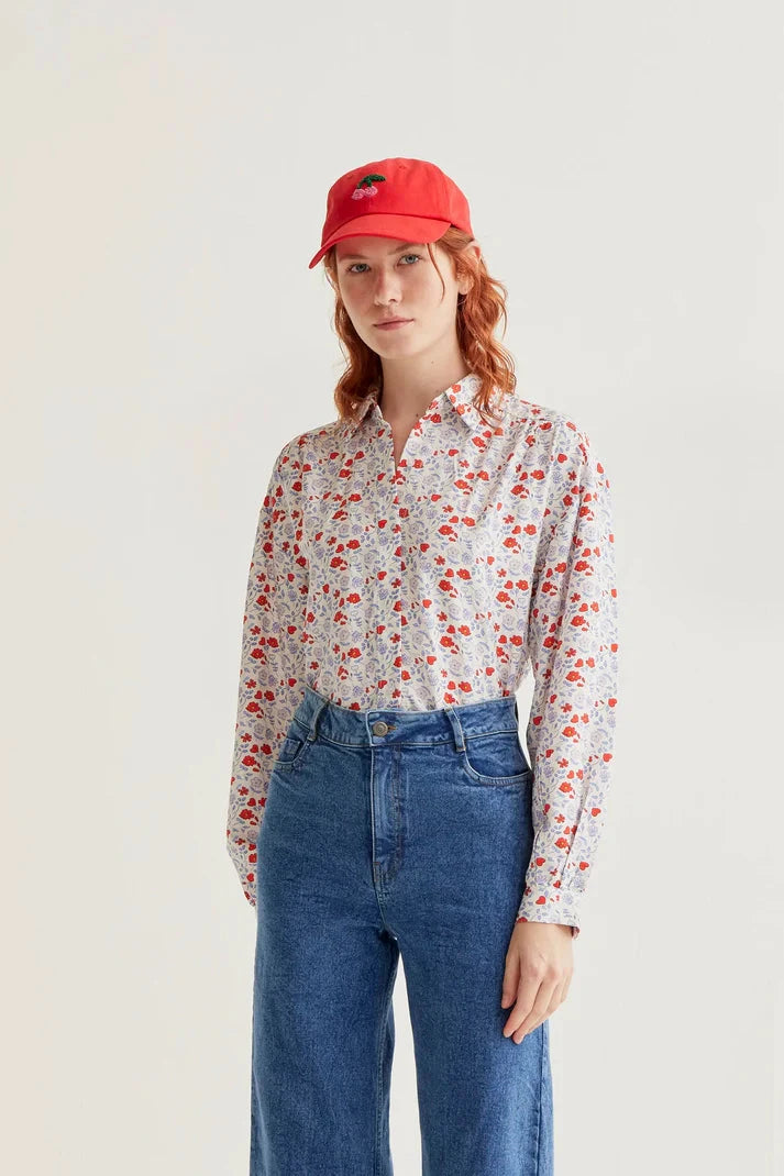 Poppy Floral Button Down Blouse Womens Shirt Compania Fantastica 