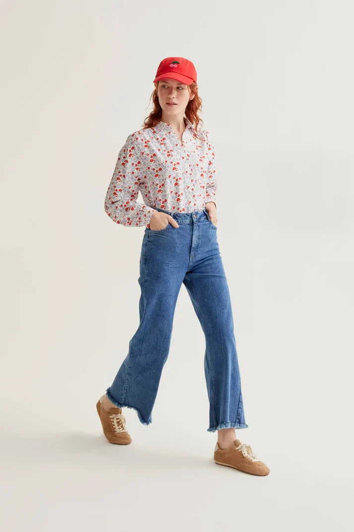 Poppy Floral Button Down Blouse Womens Shirt Compania Fantastica 
