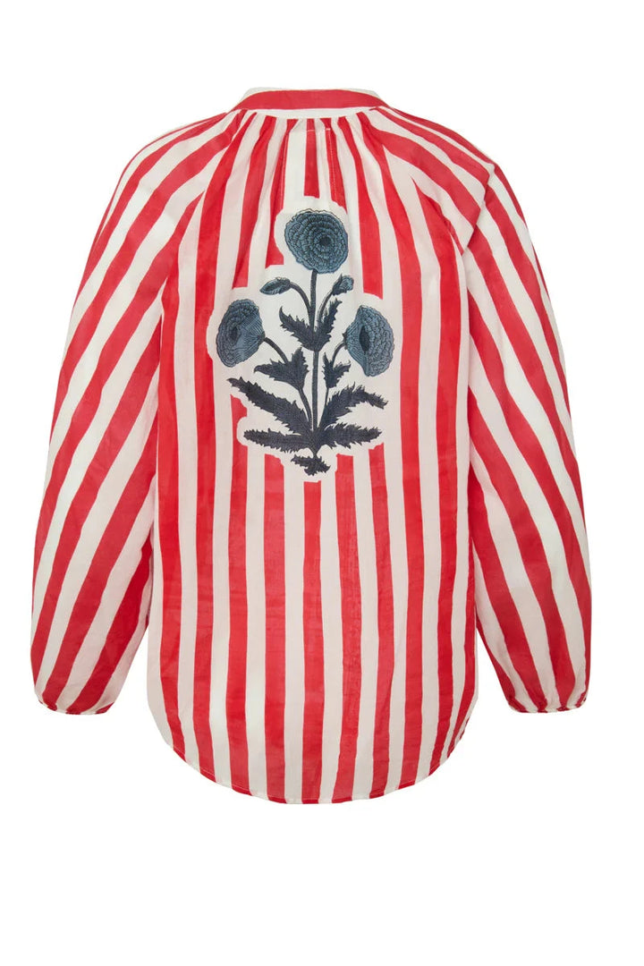 Porto Striped Popover - Red Womens Shirt Maison Marigold 