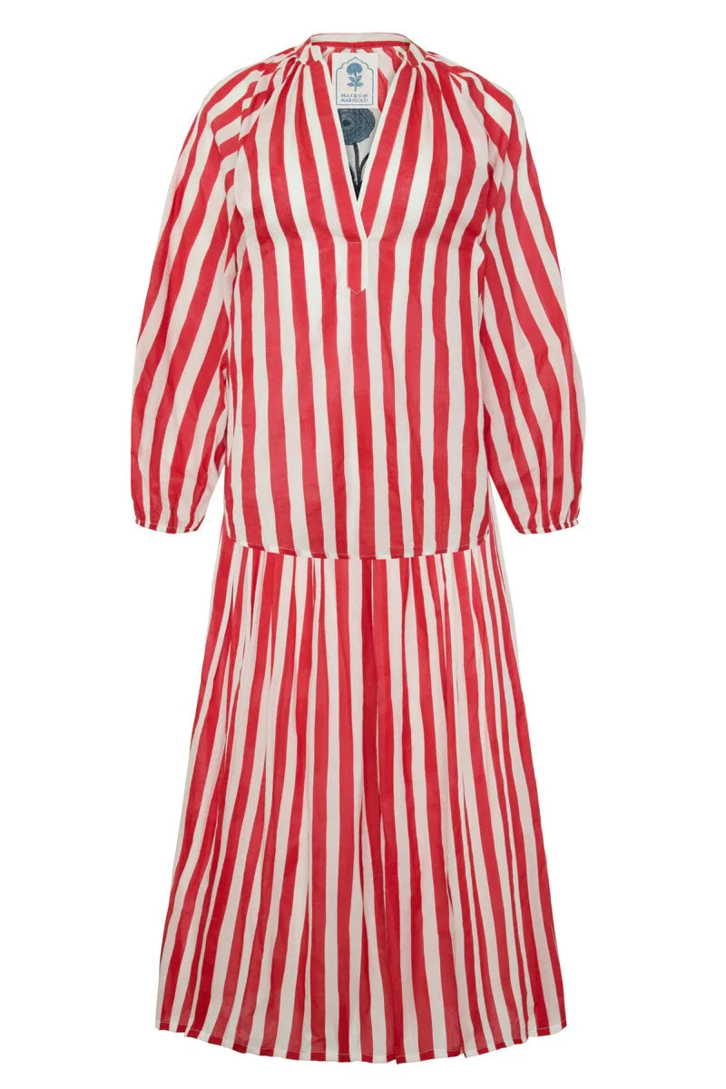 Porto Striped Popover - Red Womens Shirt Maison Marigold 