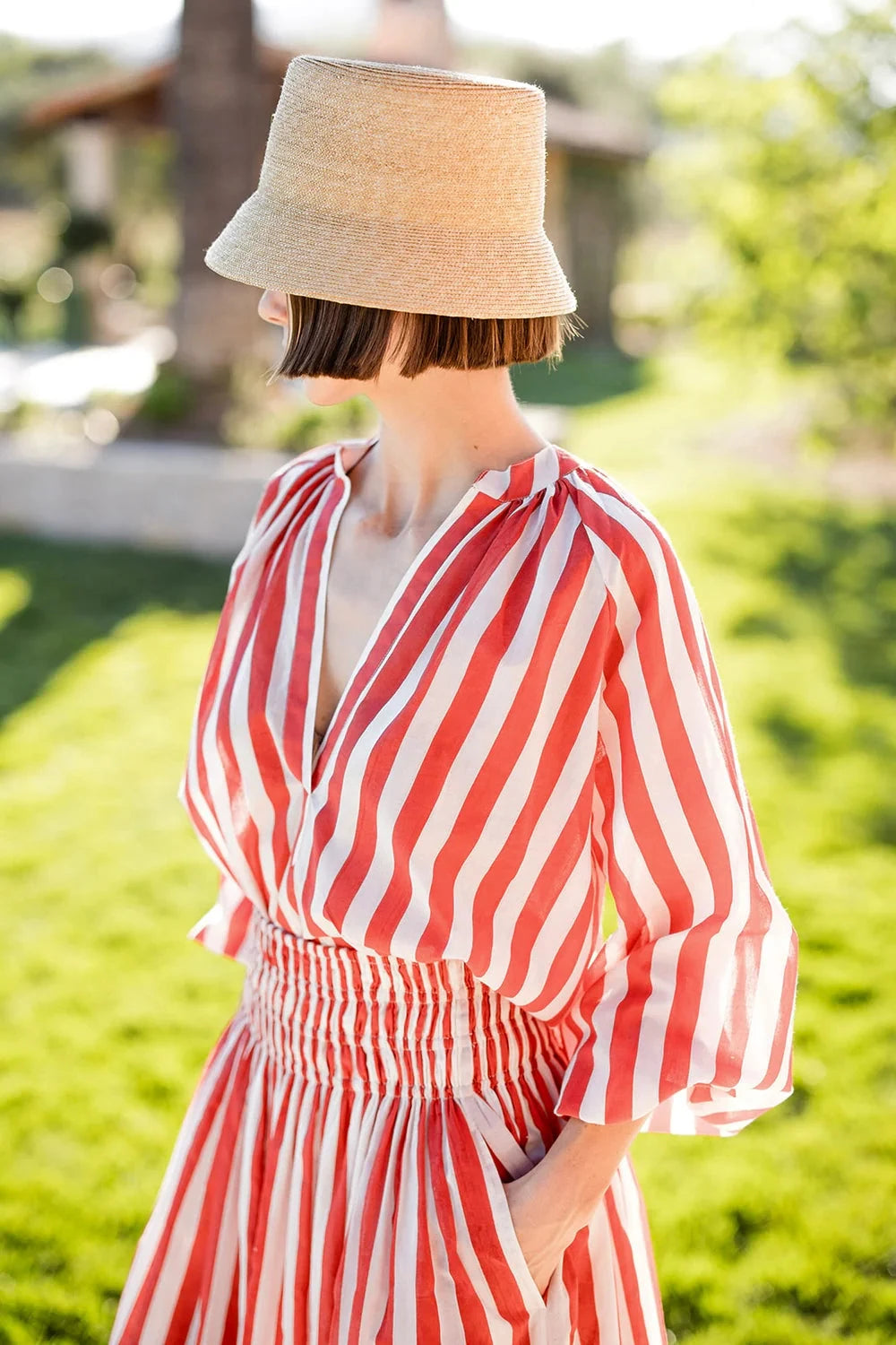 Porto Striped Popover - Red Womens Shirt Maison Marigold 