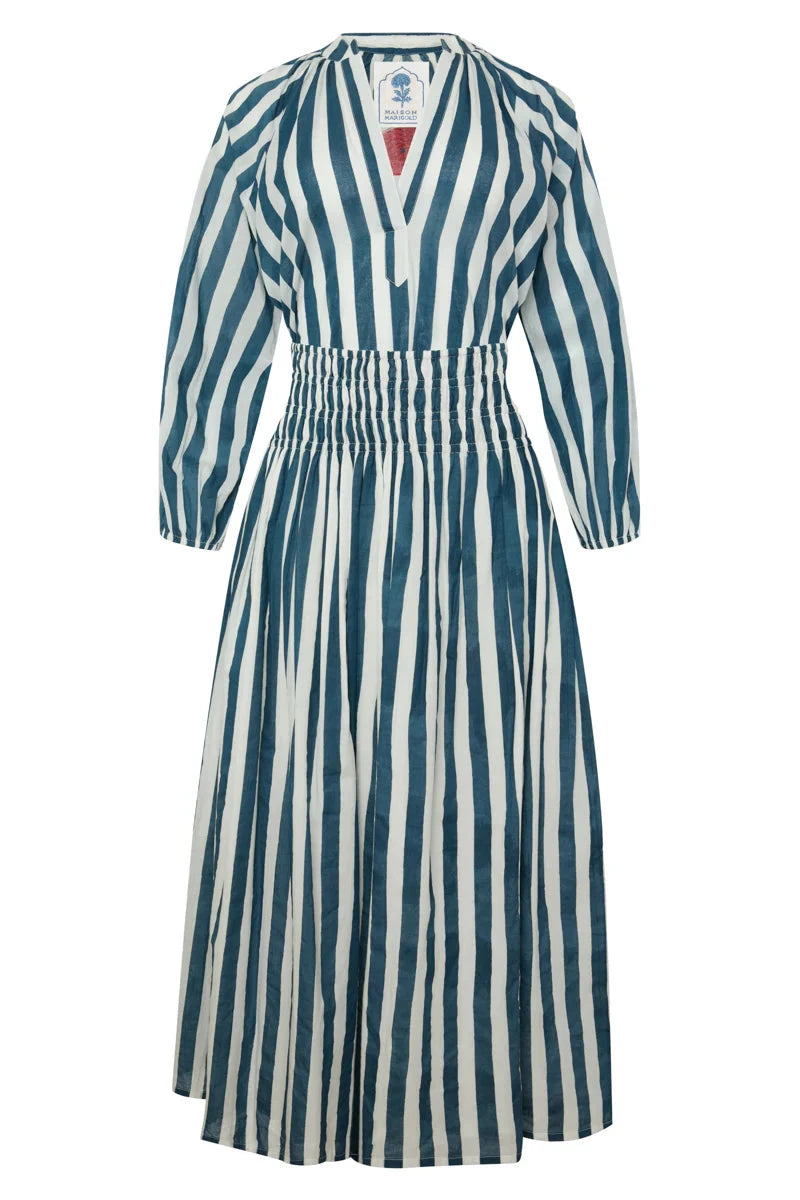 Porto Striped Skirt - Navy Womens Skirts Maison Marigold 
