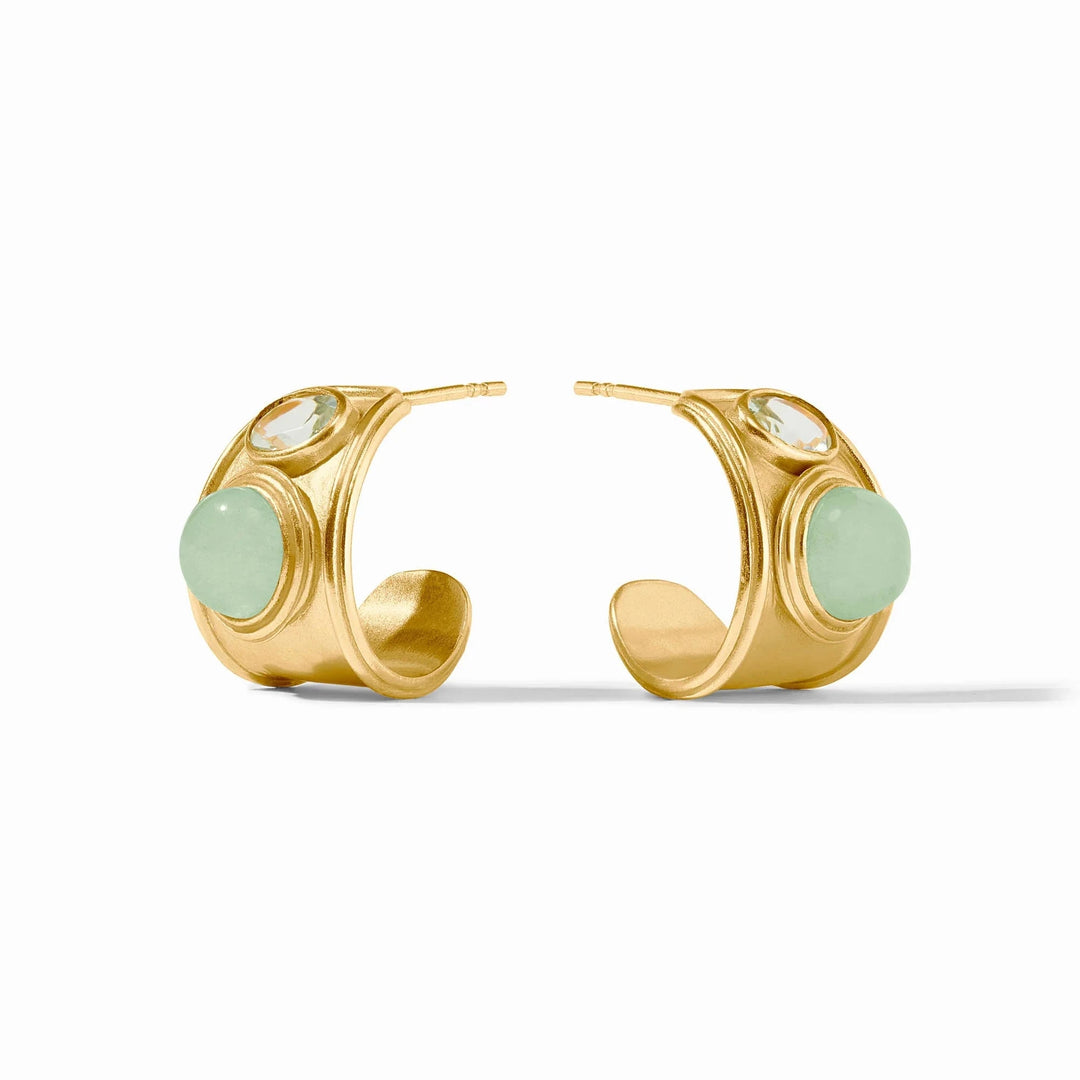 Portofino Stone Hoop Earrings - Aqua Jade Womens Earrings Julie Vos 
