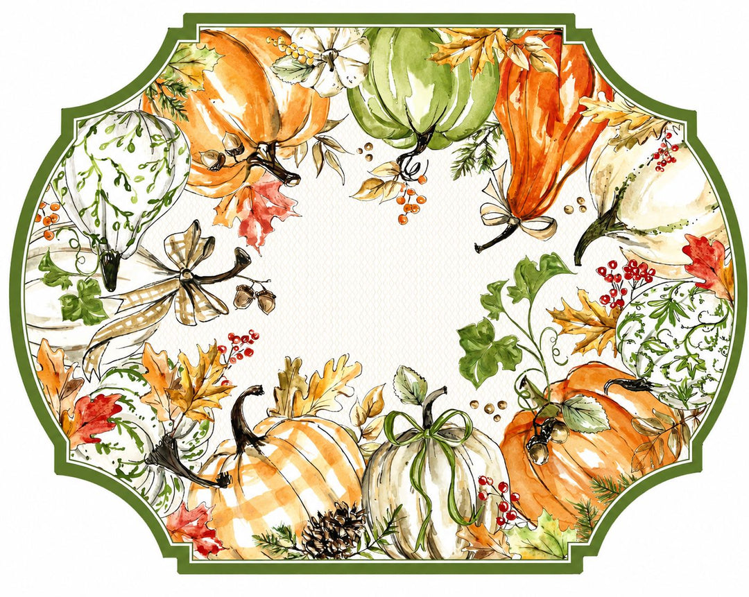 Posh Die-Cut Green Chinoiseri Pumpkins Placemats Placemats Rosanne Beck 