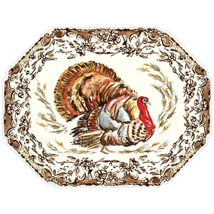 Posh Die Cut Turkey with Hay Berries Placemats Placemats Rosanne Beck 
