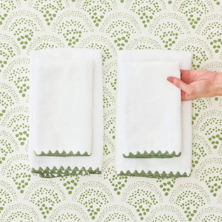 Powder Bath Towel - Green Stitching Bath Towels Weezie 
