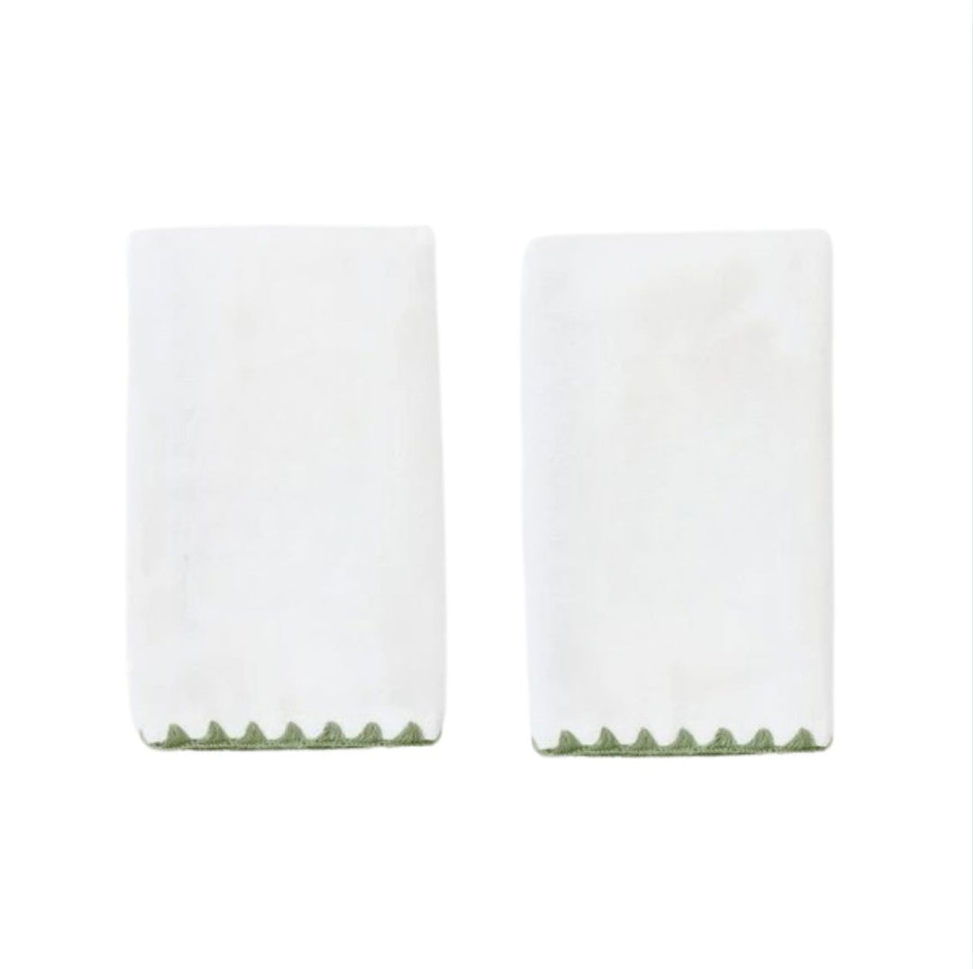 Powder Bath Towel - Green Stitching Bath Towels Weezie Fingertip 