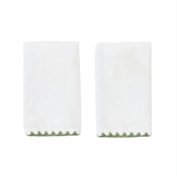 Powder Bath Towel - Green Stitching Bath Towels Weezie Fingertip 