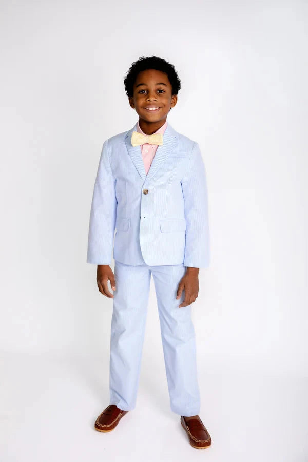 Prep School Pants - Breakers Blue Seersucker Boy Pants Beaufort Bonnet 
