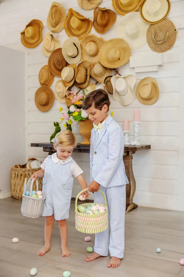 Prep School Pants - Breakers Blue Seersucker Boy Pants Beaufort Bonnet 