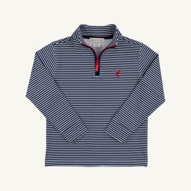 Prepletic Hayword Half-Zip - Nantucket Navy Stripe and Richmond Red Boy Sweater Beaufort Bonnet 