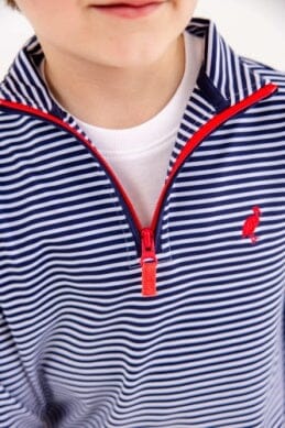 Prepletic Hayword Half-Zip - Nantucket Navy Stripe and Richmond Red Boy Sweater Beaufort Bonnet 