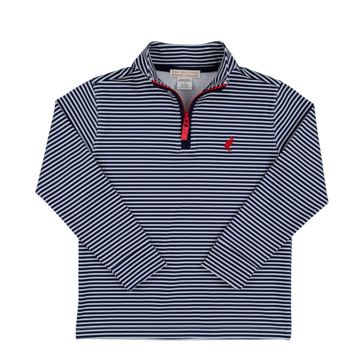 Prepletic Hayword Half-Zip - Nantucket Navy Stripe and Richmond Red Boy Sweater Beaufort Bonnet 