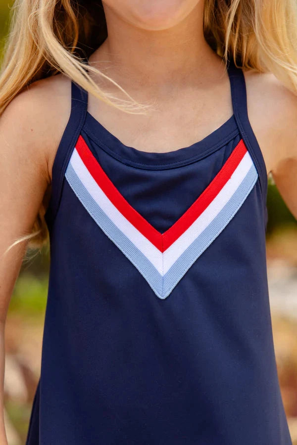Prepletic Little Miss Tennis Dress - Nantucket Navy Girl Dress Beaufort Bonnet 