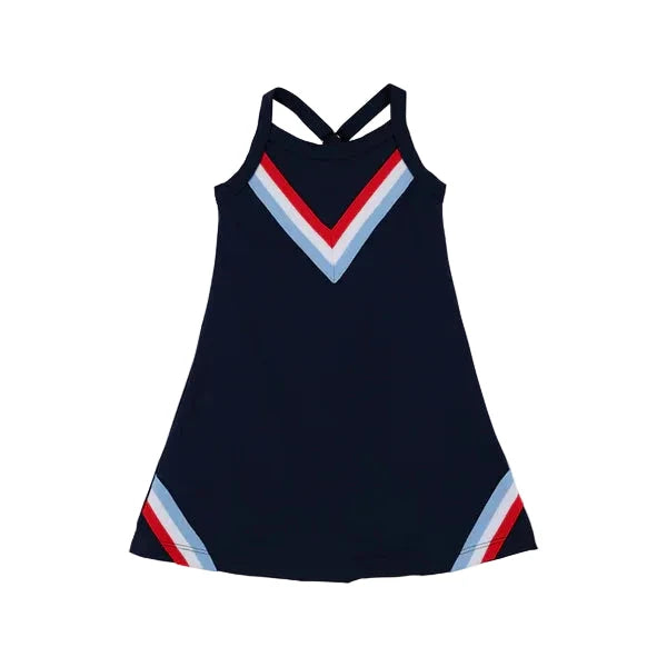 Prepletic Little Miss Tennis Dress - Nantucket Navy Girl Dress Beaufort Bonnet 