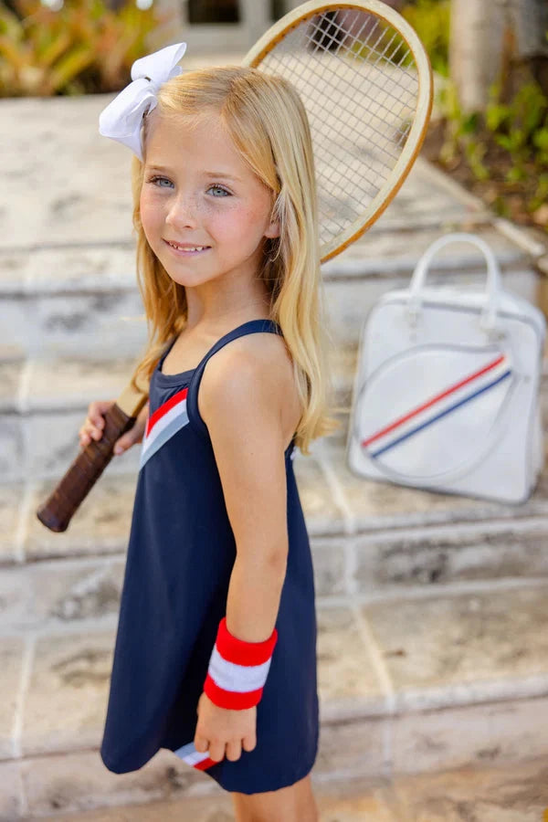 Prepletic Little Miss Tennis Dress - Nantucket Navy Girl Dress Beaufort Bonnet 
