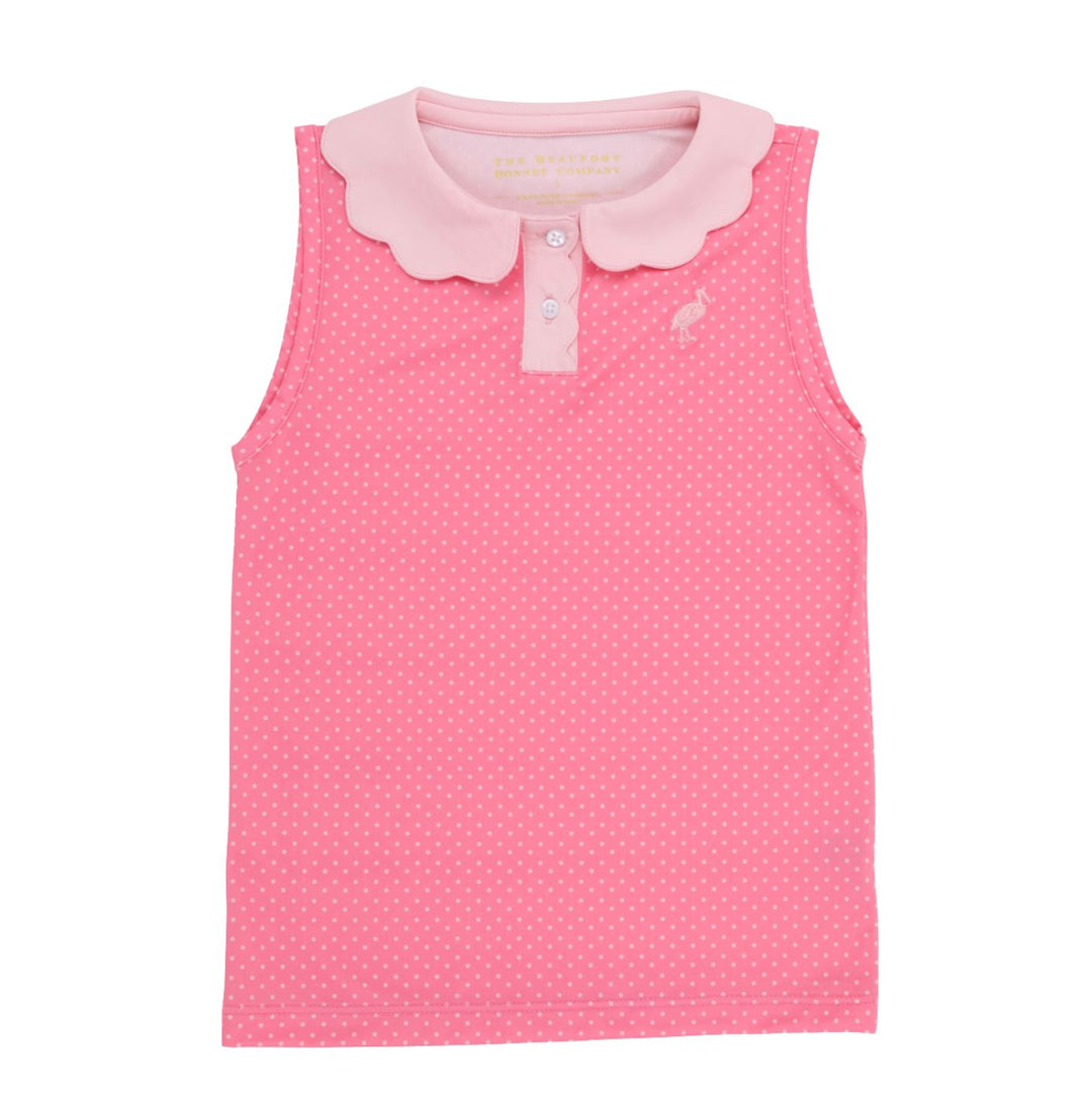 Prepletic™ Sleeveless Preppy Polo - Romany Rose Microdot Girl Shirt Beaufort Bonnet 