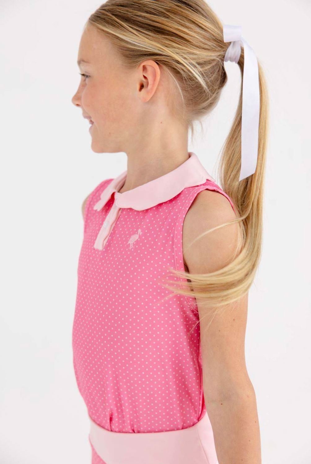 Prepletic™ Sleeveless Preppy Polo - Romany Rose Microdot Girl Shirt Beaufort Bonnet 
