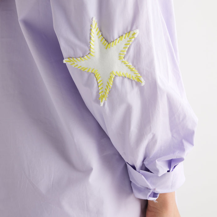 Preppy Star Dress - Lavender with Yellow Star Womens Dress Caryn Lawn 